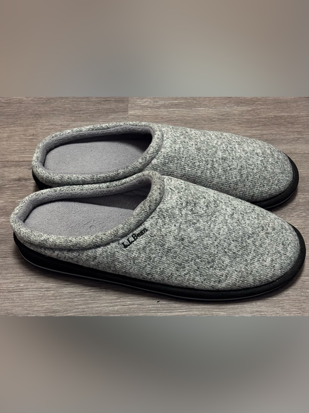L.L. Bean Men's Sweater Fleece Slipper Scuffs Gray Heather Size 11 EUC